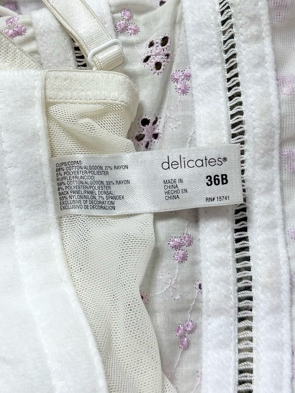 Delicates Cottagecore Corset Bustier Bra Eyelet Lace Ruffles Bow 36B - Picture 5 of 5